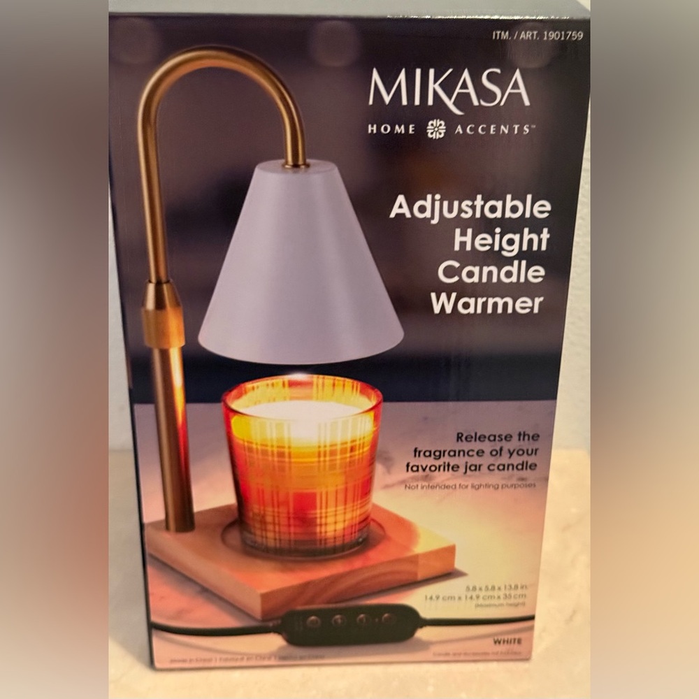 NIB Mikasa adjustable height candle warmer.